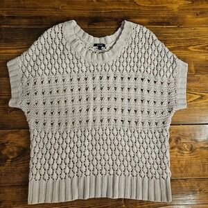 APT.9 Women's Open Knit Cap Sleeve Sweater Top Beige Medium Boho Chunky Textured